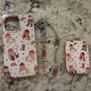 Cute Cowboy bear Phone Case and magnetic wireless charger